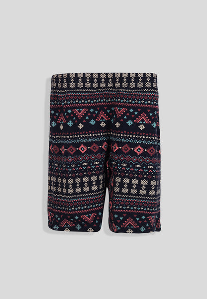 TRESNOVA Cotton Lycra Anti-microbial Finish & Smart Waistband Technology Aztec Printed Soft Cycling shorts Pack of 3 -  Navyblue Rosepink & Offwhite