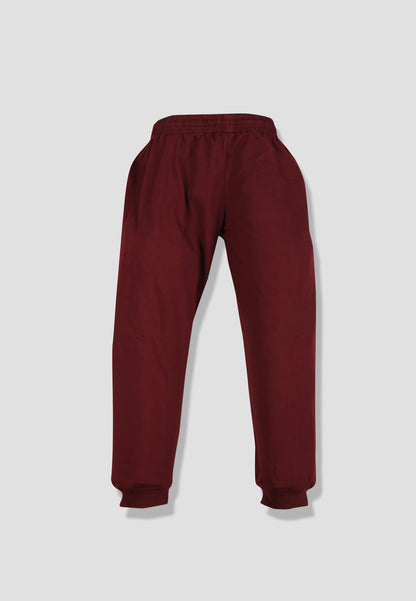 Tresnova Cotton Knit Full Sleeves Antimicrobial Finish Text Printed Coordinating T-shirt And Joggers Set-Burgundy