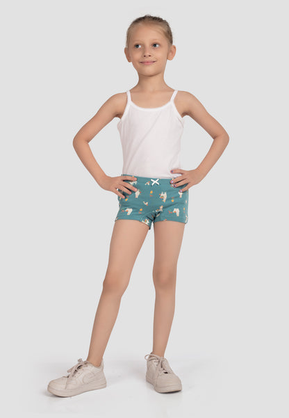 TRESNOVA Cotton Lycra Anti-microbial Finish & Smart Waistband Technology Floral Printed Soft Boxer Panties Pack of 3 -Tealblue Navyblue & Rosepink