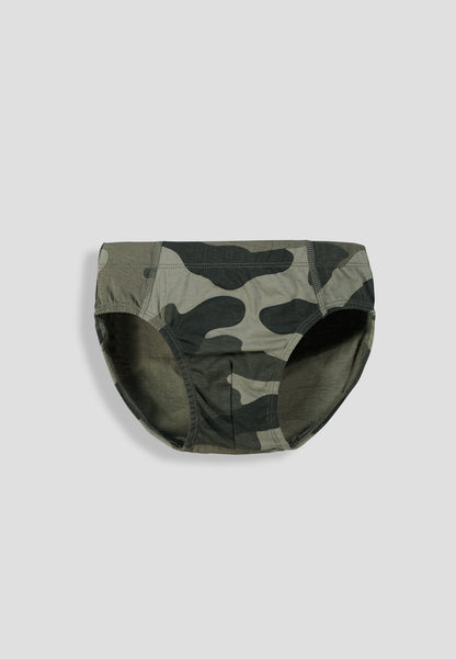 Boys’ Soft Camouflage Print Cotton Briefs | Kids Underwear with Anti-Microbial Finish & Smart Waistband Technology - Pack of 3