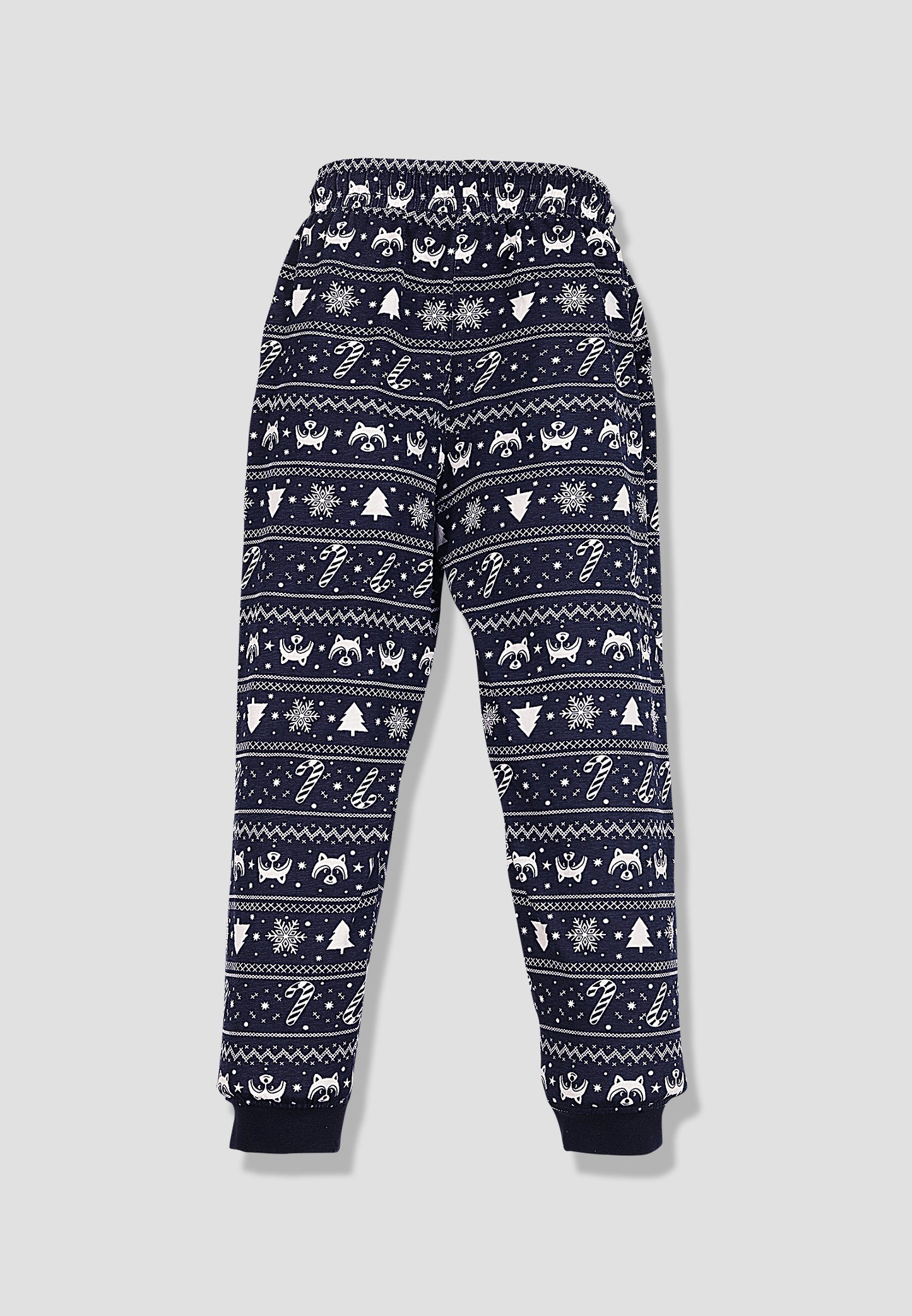 Tresnova Cotton Knit Full Sleeves Antimicrobial Finish Animal Printed Coordinating T-shirt And Joggers Set-Navyblue