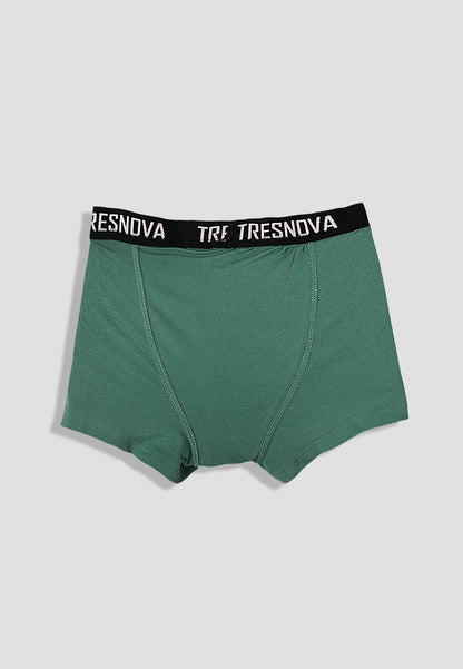 TRESNOVA Cotton Anti-microbial Finish & Smart Waistband Technology Space Printed Soft Boxer Briefs Pack of 3 - Black Green & Orange