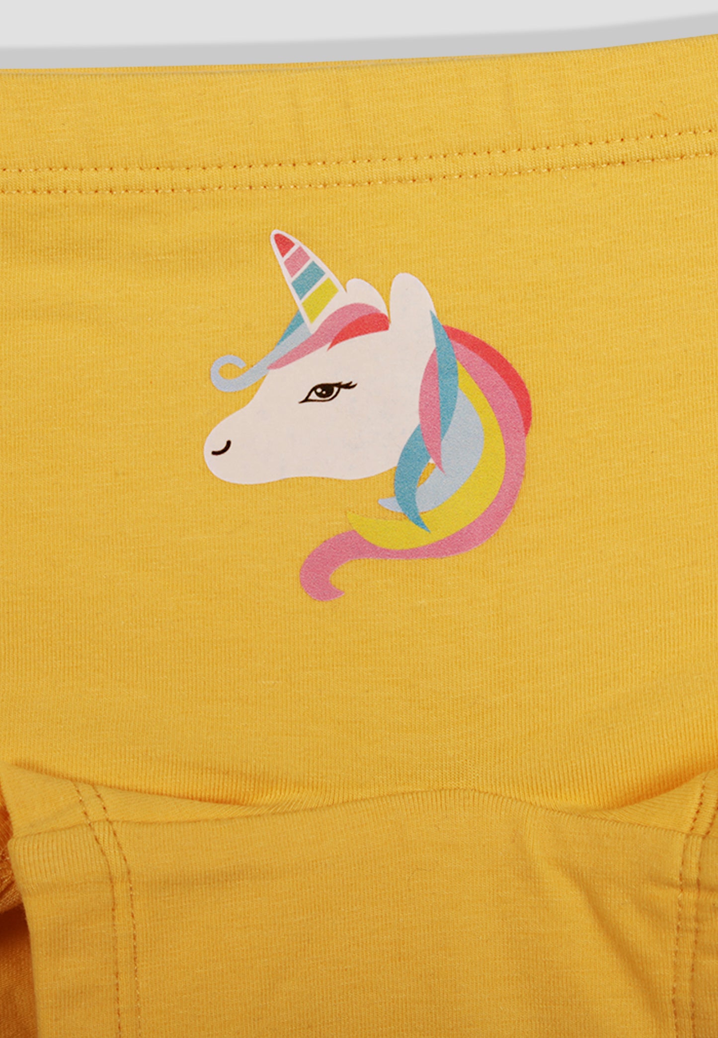 TRESNOVA Cotton Lycra Anti-microbial Finish & Smart Waistband Technology Unicorn Printed Soft Boxer Panties Pack of 3 -Yellow Pink & Navyblue