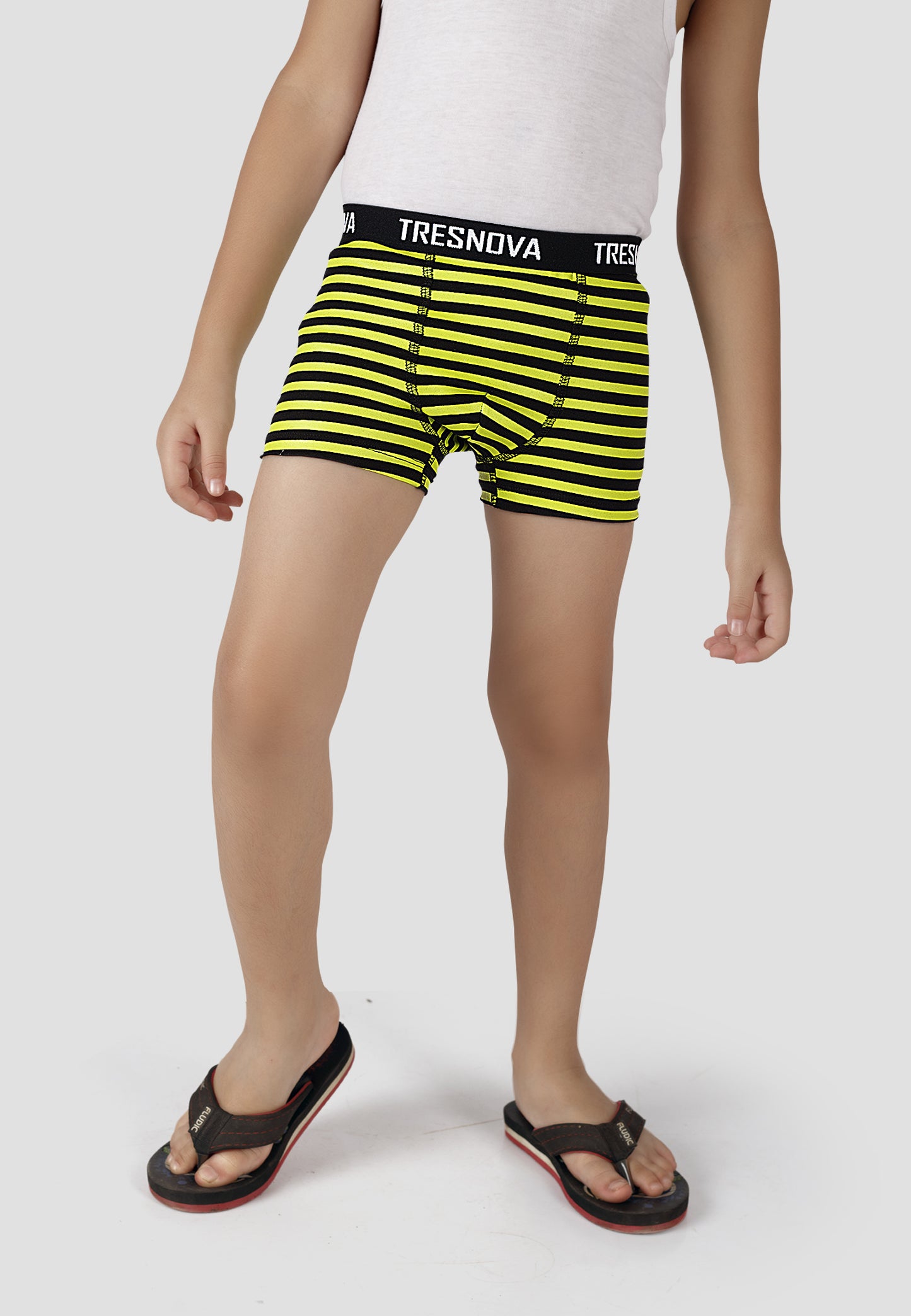 TRESNOVA Cotton Anti-microbial Finish & Smart Waistband Technology Striper Printed Soft Boxer Briefs Pack of 3 - Orange Yellow & Black