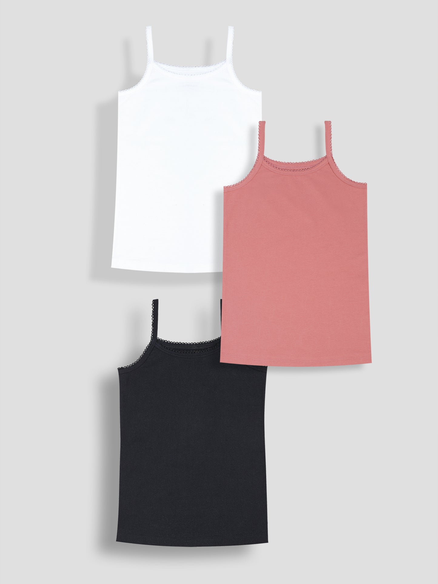 Girls Solid Camisoles/Vest Tops –Soft Cotton Lycra Kids' Undershirts with Anti-Microbial Finish & advanced ergonomic armhole technology - Pack of 3