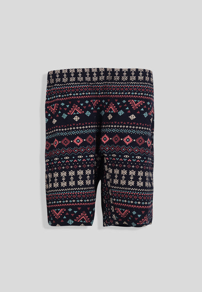 TRESNOVA Cotton Lycra Anti-microbial Finish & Smart Waistband Technology Aztec Printed Soft Cycling shorts Pack of 3 -  Navyblue Rosepink & Offwhite