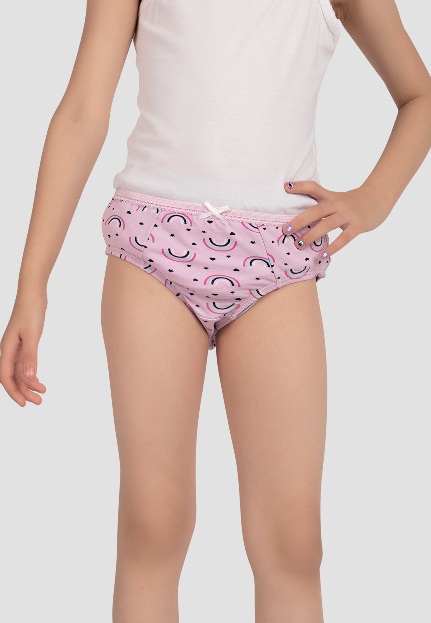 TRESNOVA Cotton Lycra Anti-microbial Finish & Smart Waistband Technology Floral Printed Soft Panties Pack of 3 -Pink Purple & Offwhite