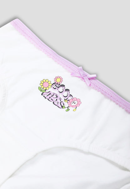TRESNOVA Cotton Lycra Anti-microbial Finish & Smart Waistband Technology Floral Printed Soft Panties Pack of 3 -Pink Purple & Offwhite