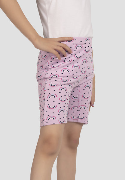 TRESNOVA Cotton Lycra Anti-microbial Finish & Smart Waistband Technology Rainbow Printed Soft Cycling shorts Pack of 3 -  Purple Offwhite & Black