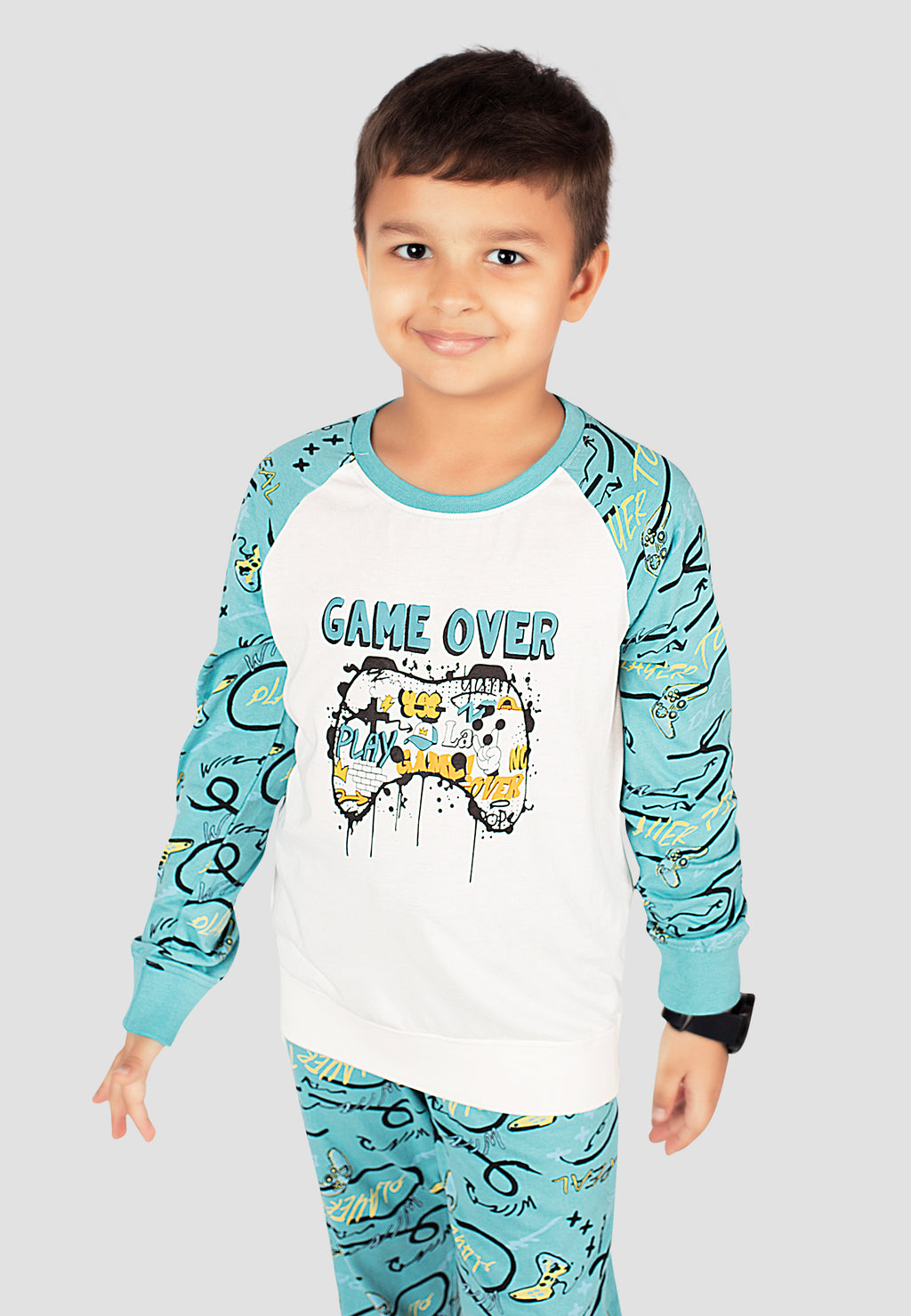 Soft Cotton Pyjama Set for Boys ( 1 Set) |  Anti-Bacterial Chemical Free Nightwear | Ages 2-16Y