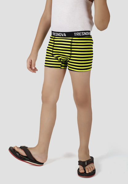 TRESNOVA Cotton Anti-microbial Finish & Smart Waistband Technology Striper Printed Soft Boxer Briefs Pack of 3 - Orange Yellow & Black