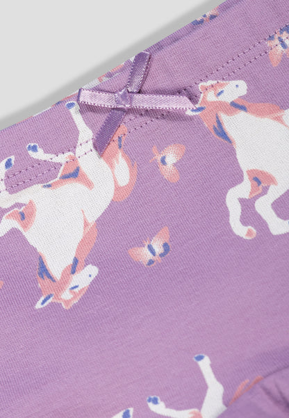 Girls’ Soft Unicorn Print Cotton Lycra Boxer Briefs/Panties | Kids Underwear with Anti-Microbial Finish & Smart Waistband Technology - Pack of 3