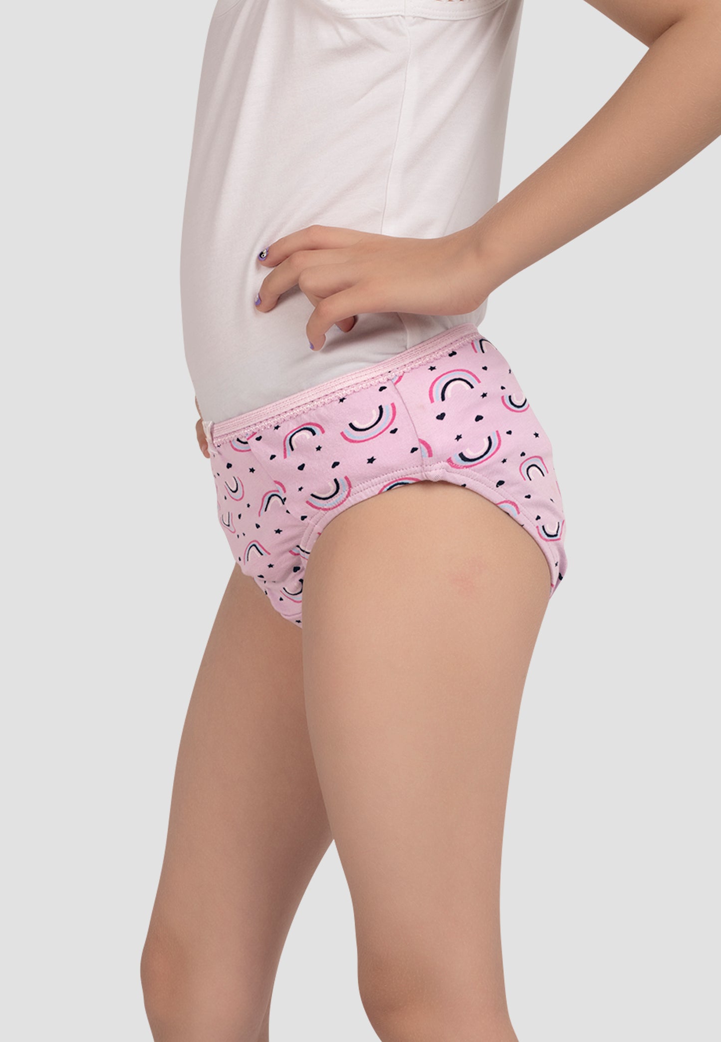 TRESNOVA Cotton Lycra Anti-microbial Finish & Smart Waistband Technology Floral Printed Soft Panties Pack of 3 -Pink Purple & Offwhite
