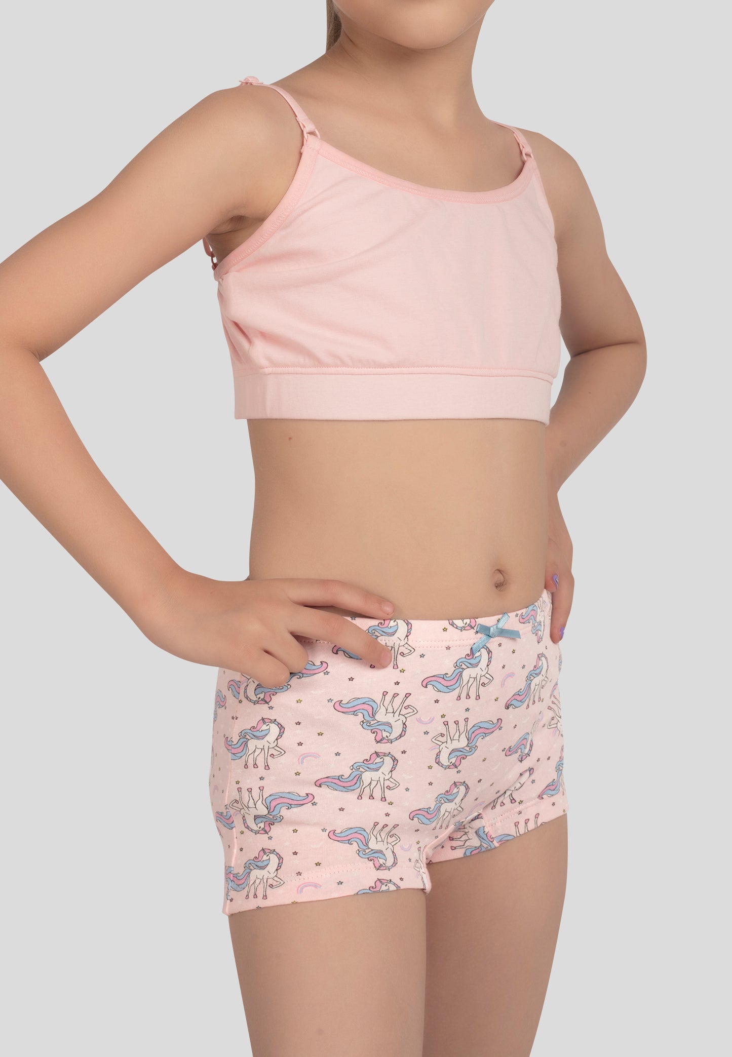 TRESNOVA Cotton Lycra Anti-microbial Finish & Smart Waistband Technology Unicorn Printed Soft Boxer Panties Pack of 3 -Pink Navyblue & Rosepink