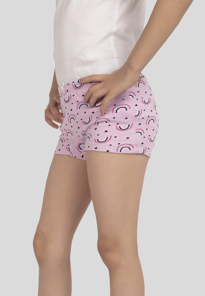 TRESNOVA Cotton Lycra Anti-microbial Finish & Smart Waistband Technology Rainbow Printed Soft Boxer Panties Pack of 3 -Purple Burguncy & Tealblue