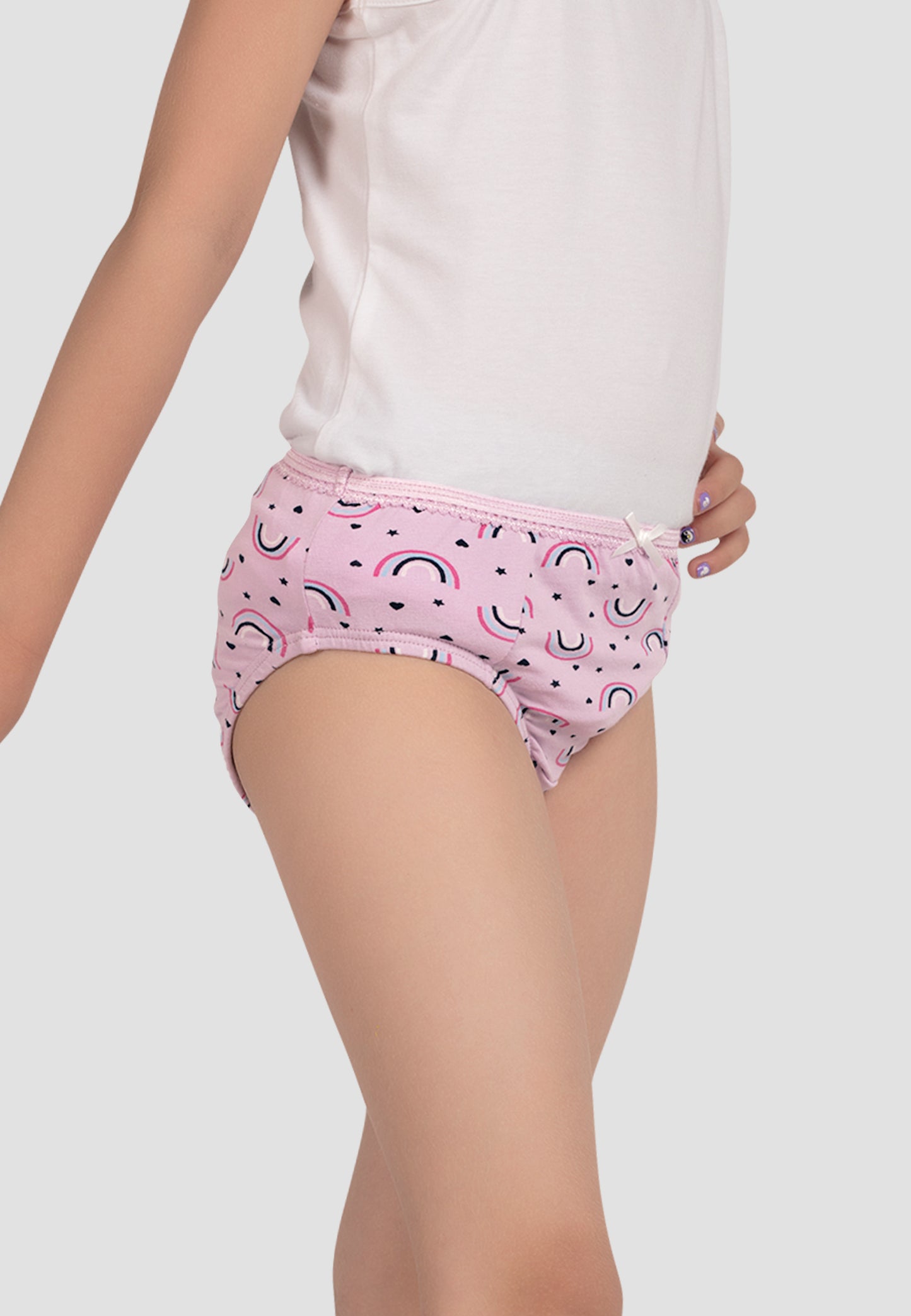 TRESNOVA Cotton Lycra Anti-microbial Finish & Smart Waistband Technology Floral Printed Soft Panties Pack of 3 -Pink Purple & Offwhite
