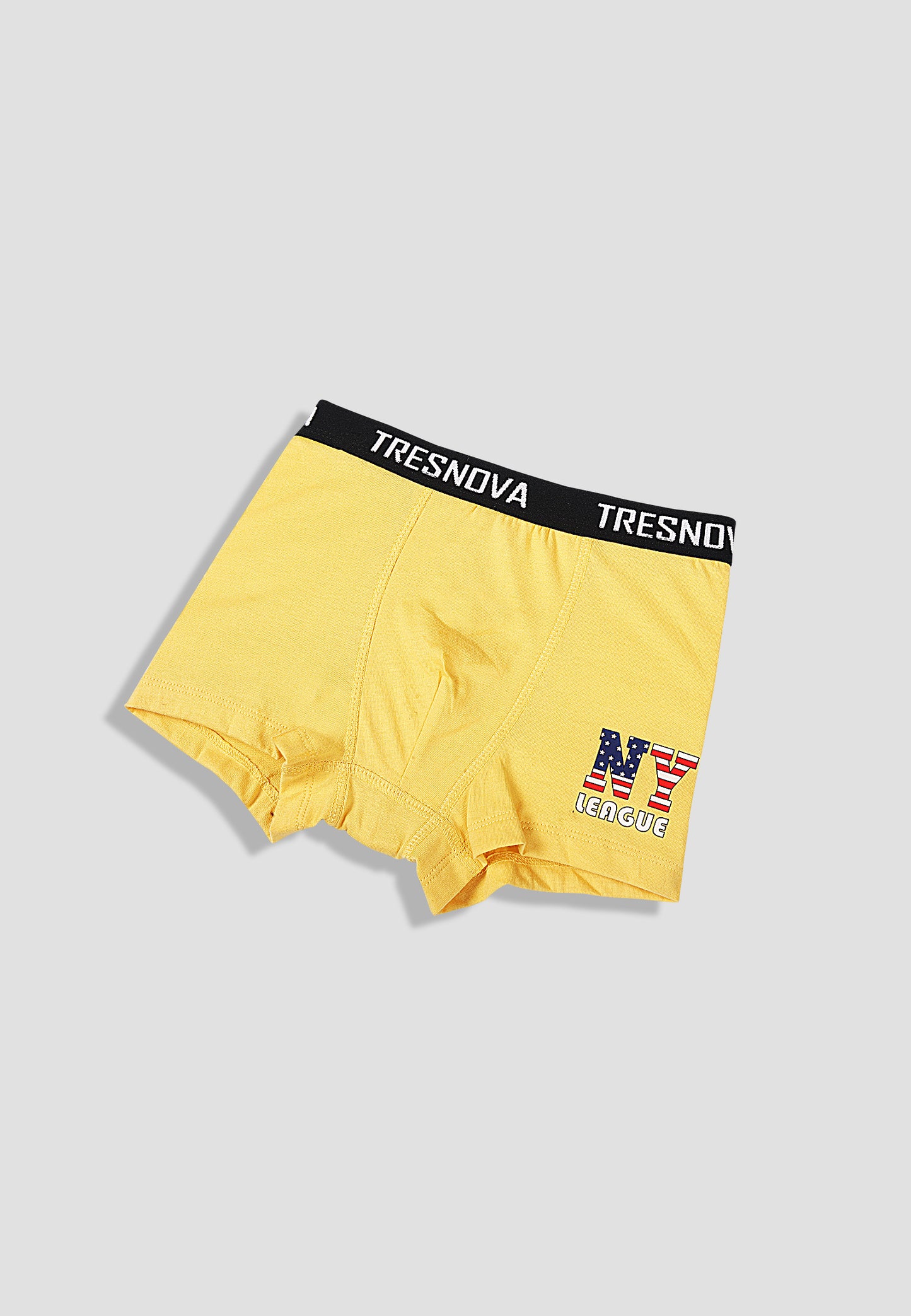 TRESNOVA Cotton Anti-microbial Finish & Smart Waistband Technology Newyork Printed Soft Boxer Briefs Pack of 3 -Yellow camoflague & Tealblue
