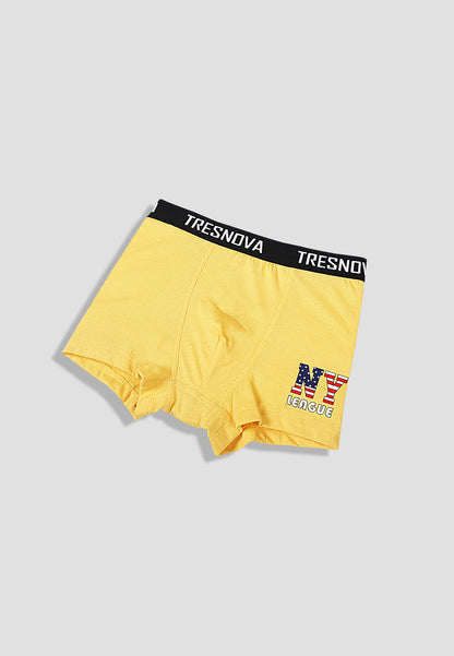 TRESNOVA Cotton Anti-microbial Finish & Smart Waistband Technology Newyork Printed Soft Boxer Briefs Pack of 3 -Yellow camoflague & Tealblue
