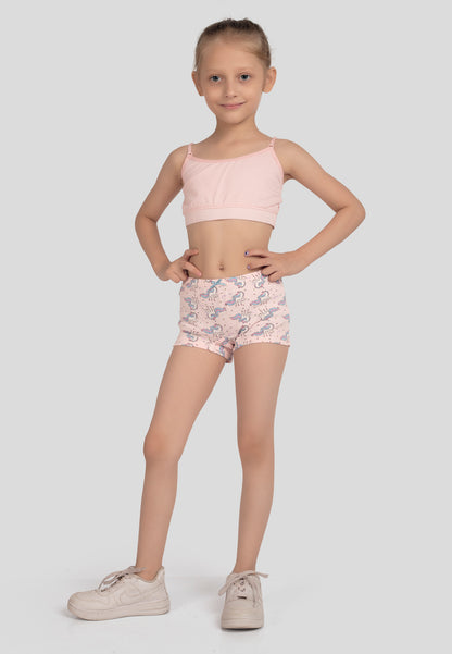 TRESNOVA Cotton Lycra Anti-microbial Finish & Smart Waistband Technology Unicorn Printed Soft Boxer Panties Pack of 3 -Pink Navyblue & Rosepink