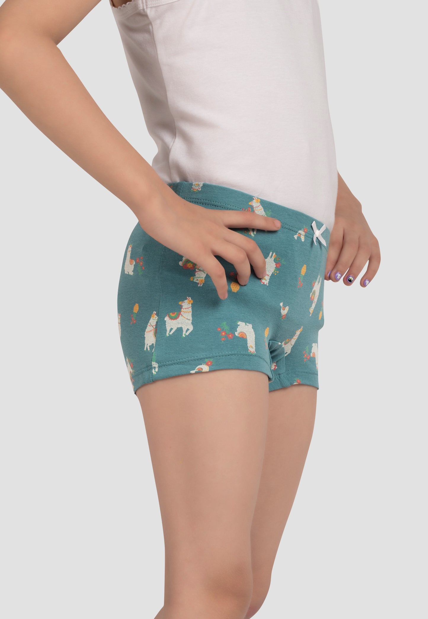 TRESNOVA Cotton Lycra Anti-microbial Finish & Smart Waistband Technology Floral Printed Soft Boxer Panties Pack of 3 -Tealblue Navyblue & Rosepink
