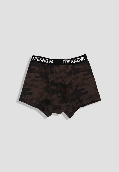TRESNOVA Cotton Anti-microbial Finish & Smart Waistband Technology Newyork Printed Soft Boxer Briefs Pack of 3 -Yellow camoflague & Tealblue