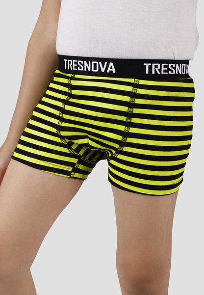 TRESNOVA Cotton Anti-microbial Finish & Smart Waistband Technology Striper Printed Soft Boxer Briefs Pack of 3 - Orange Yellow & Black