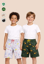 Soft Cotton Shorts for Boys ( Pack of 2) |  Anti-Bacterial Chemical Free Nightwear | Ages 2-16Y