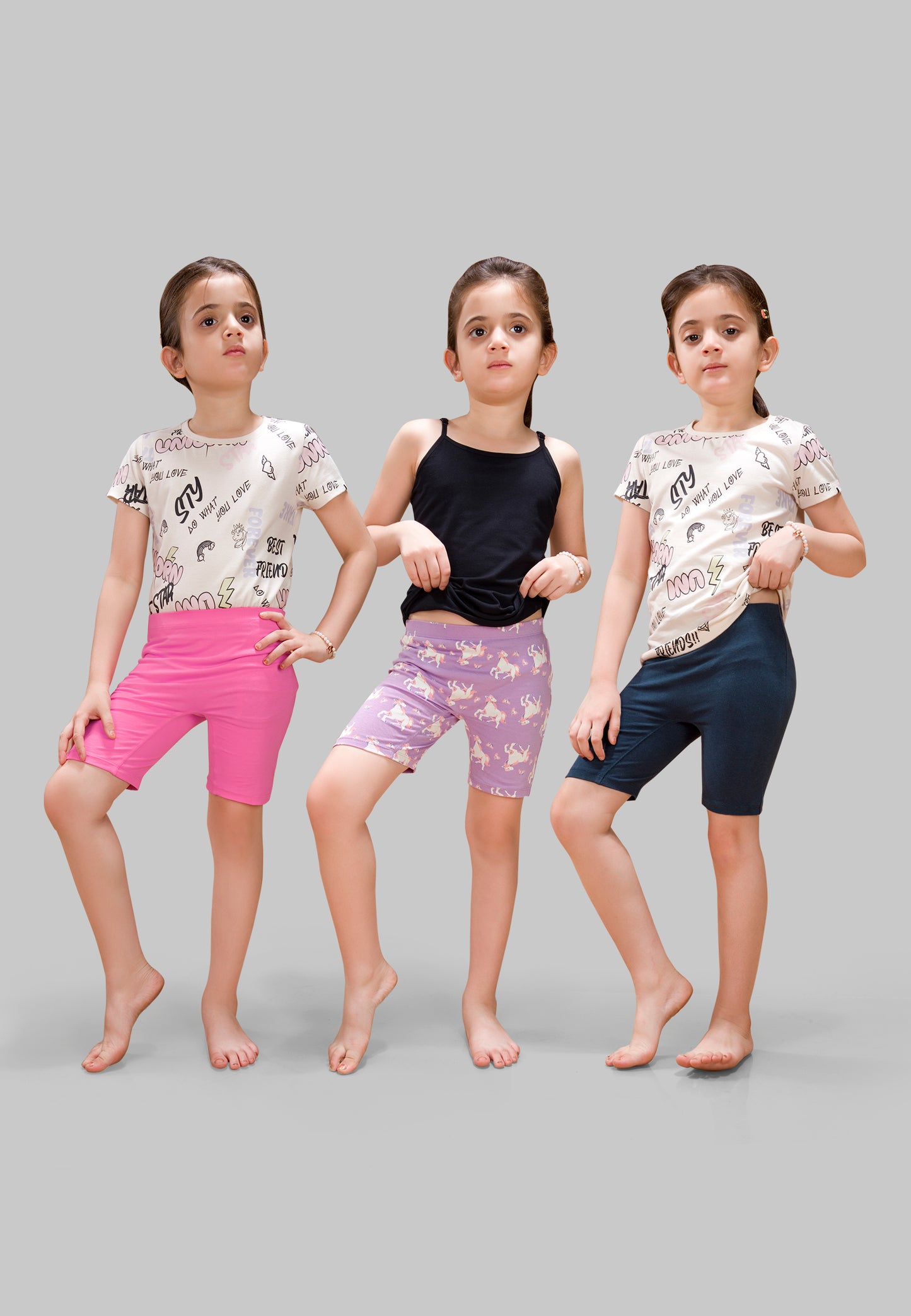 Girls Unicorn Cycling Shorts - | Soft, Anti-Microbial & & Smart Waistband Technology - Cotton Lycra | Girls' Inner Shorts, Athletic & Biker Shorts for Kids - Pack of 3