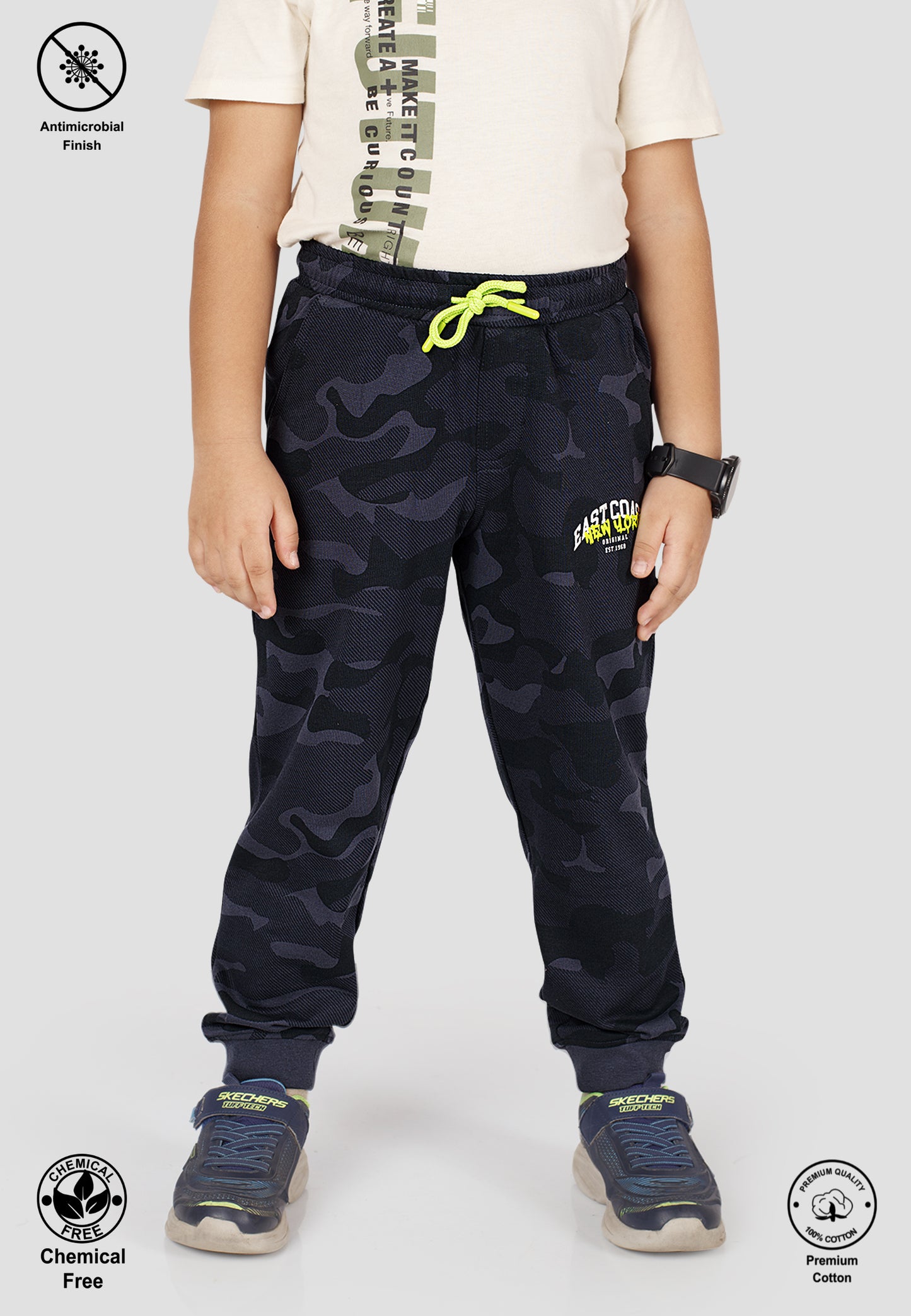 Tresnova Cotton Knit Full Sleeves Antimicrobial Finish Blue Camoflague Printed Jogger Track Pant -Camoflague