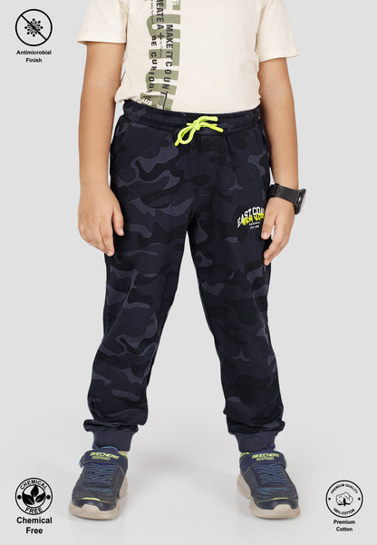 Tresnova Cotton Knit Full Sleeves Antimicrobial Finish Blue Camoflague Printed Jogger Track Pant -Camoflague