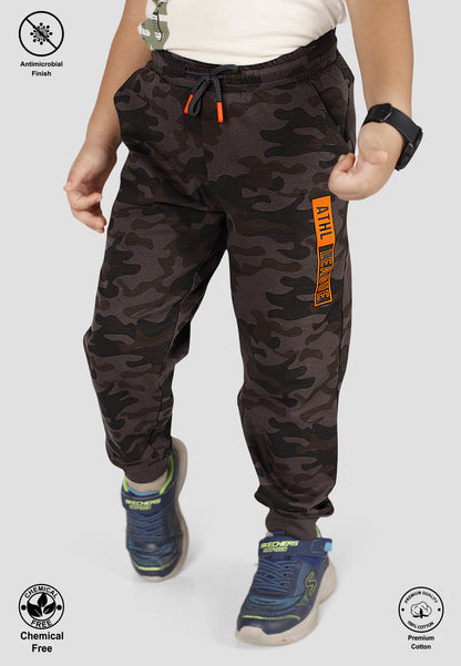 Tresnova Cotton Knit Full Sleeves Antimicrobial Finish Grey Camoflague Printed Jogger Track Pant -Camoflague