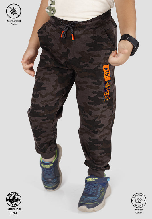 Tresnova Cotton Knit Full Sleeves Antimicrobial Finish Grey Camoflague Printed Jogger Track Pant -Camoflague