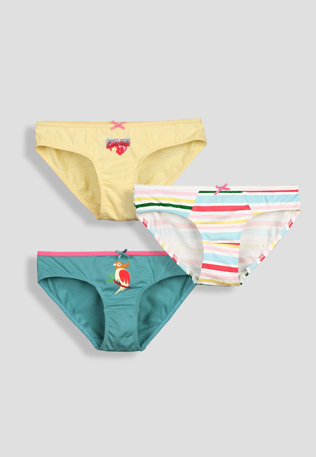 Soft Cotton Panties for Girls ( Pack of 3) |  Anti-Bacterial Chemical Free Kids Underwear | Ages 2-16Y