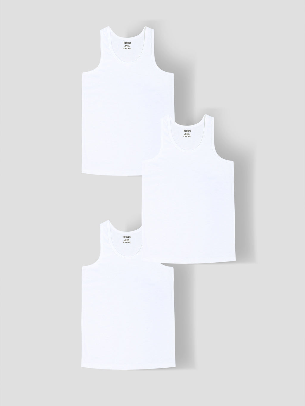 Soft Cotton White Vests for Boys ( Pack of 3) |  Anti-Bacterial Chemical Free Kids Underwear | Ages 2-16Y