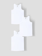 Soft Cotton White Vests for Boys ( Pack of 3) |  Anti-Bacterial Chemical Free Kids Underwear | Ages 2-16Y