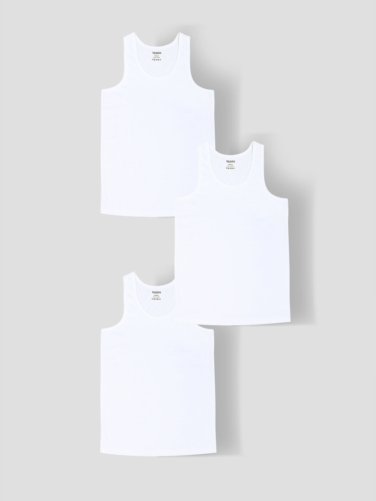 Soft Cotton White Vests for Boys ( Pack of 3) |  Anti-Bacterial Chemical Free Kids Underwear | Ages 2-16Y