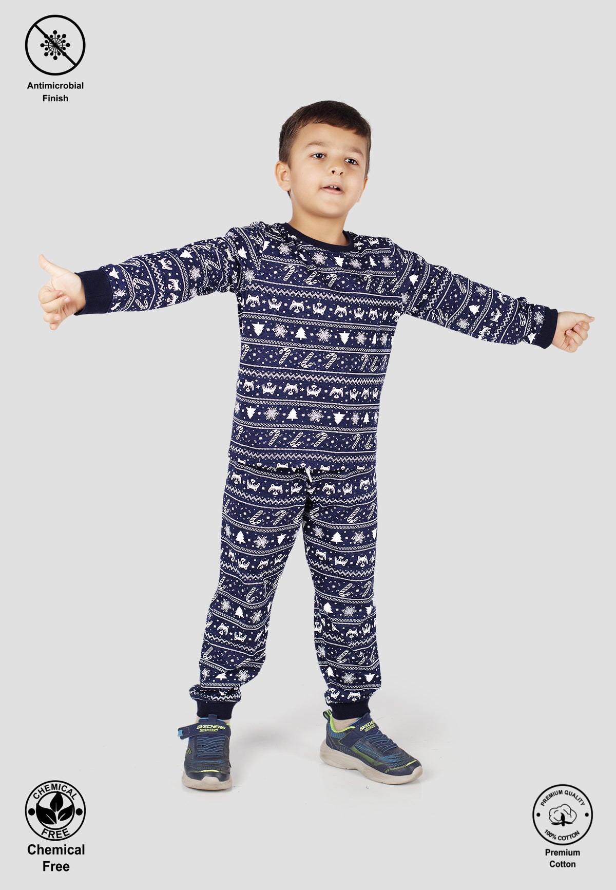 Soft Cotton Pyjama Set for Boys ( 1 Set) |  Anti-Bacterial Chemical Free Nightwear | Ages 2-16Y