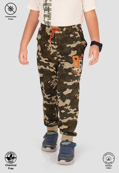Tresnova Cotton Knit Full Sleeves Antimicrobial Finish Camoflague Printed Jogger Track Pant -Camoflague