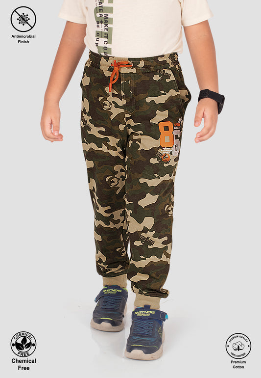 Tresnova Cotton Knit Full Sleeves Antimicrobial Finish Camoflague Printed Jogger Track Pant -Camoflague