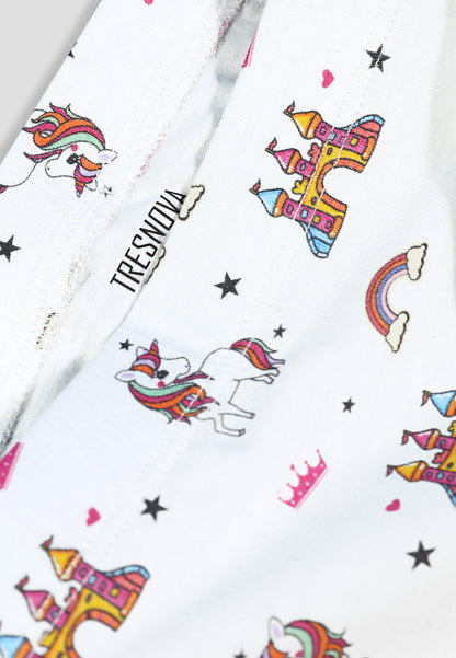 Girls Unicorn Cycling Shorts - Soft, Anti-Microbial & Smart Waistband Technology - Cotton Lycra | Girls' Inner Shorts, Athletic & Biker Shorts for Kids - Pack of 3