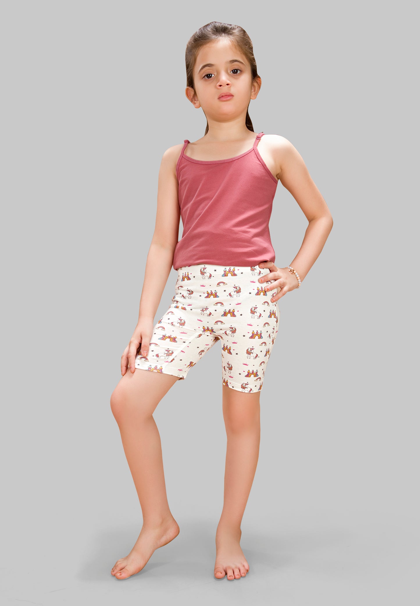 Girls Unicorn Cycling Shorts - Soft, Anti-Microbial & Smart Waistband Technology - Cotton Lycra | Girls' Inner Shorts, Athletic & Biker Shorts for Kids - Pack of 3