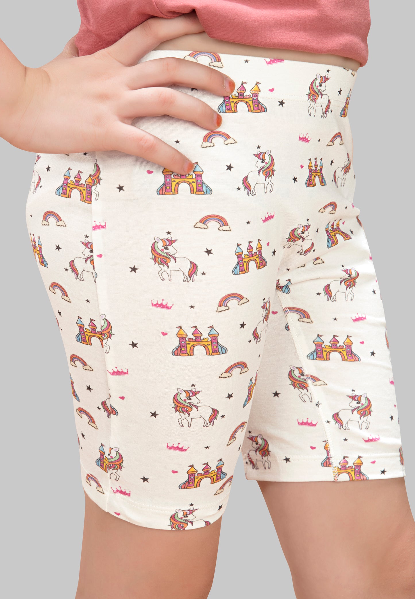 Girls Unicorn Cycling Shorts - Soft, Anti-Microbial & Smart Waistband Technology - Cotton Lycra | Girls' Inner Shorts, Athletic & Biker Shorts for Kids - Pack of 3