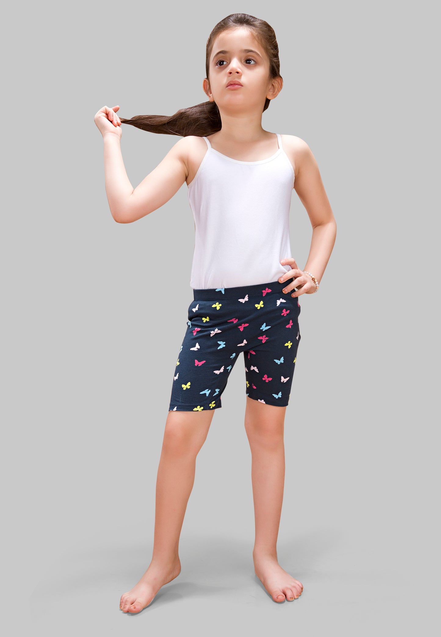 Girls Butterfly Cycling Shorts - | Soft, Anti-Microbial & & Smart Waistband Technology - Cotton Lycra | Girls' Inner Shorts, Athletic & Biker Shorts for Kids - Pack of 3