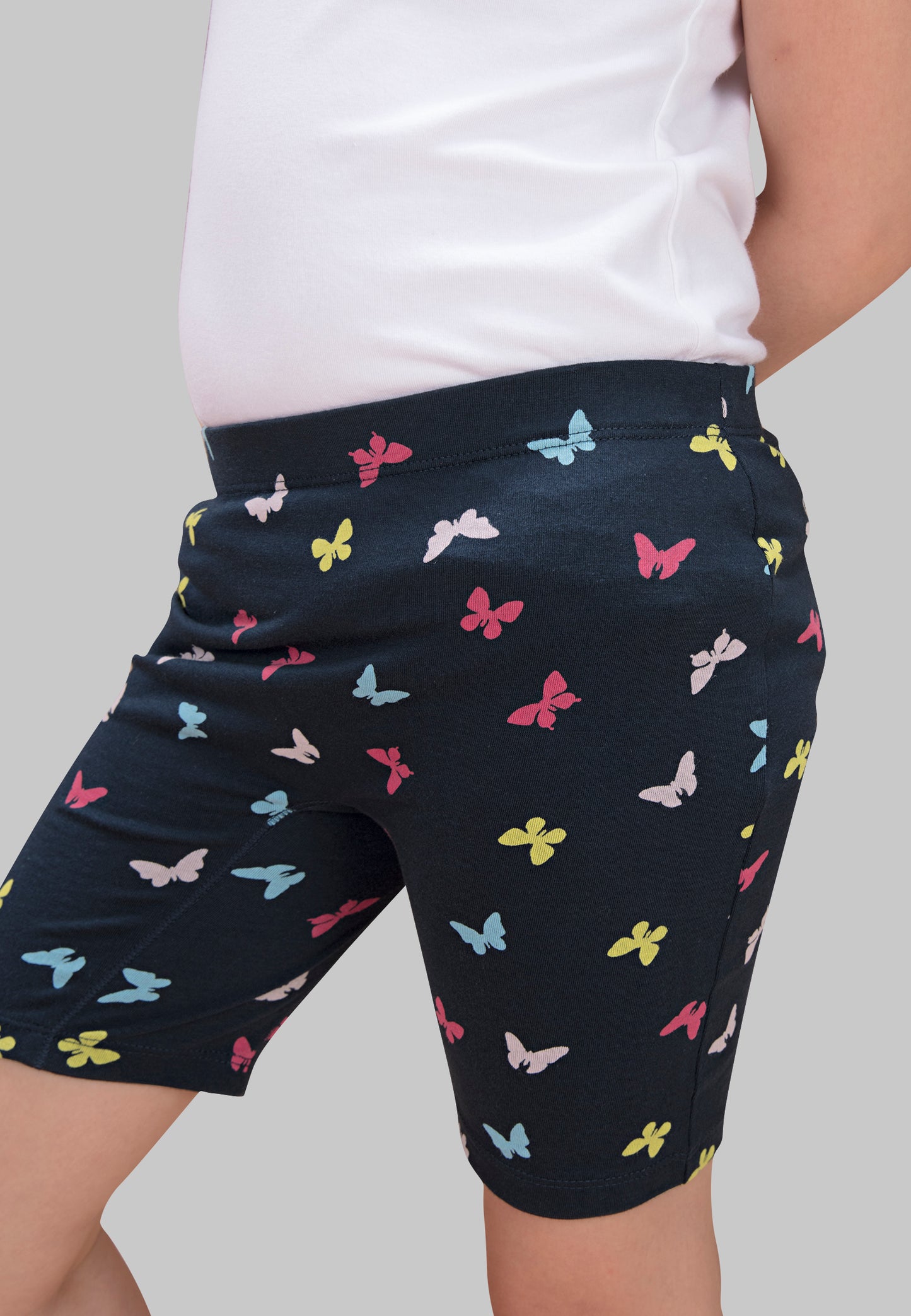 Girls Butterfly Cycling Shorts - | Soft, Anti-Microbial & & Smart Waistband Technology - Cotton Lycra | Girls' Inner Shorts, Athletic & Biker Shorts for Kids - Pack of 3