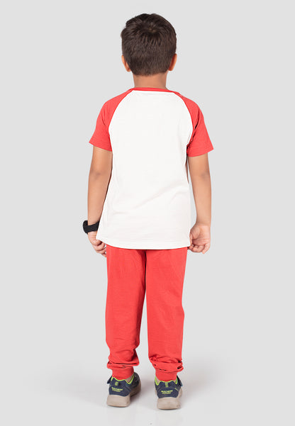 Tresnova Cotton Knit Half Sleeves Antimicrobial Finish Japan Printed Coordinating T-shirt And Joggers Set-Orange