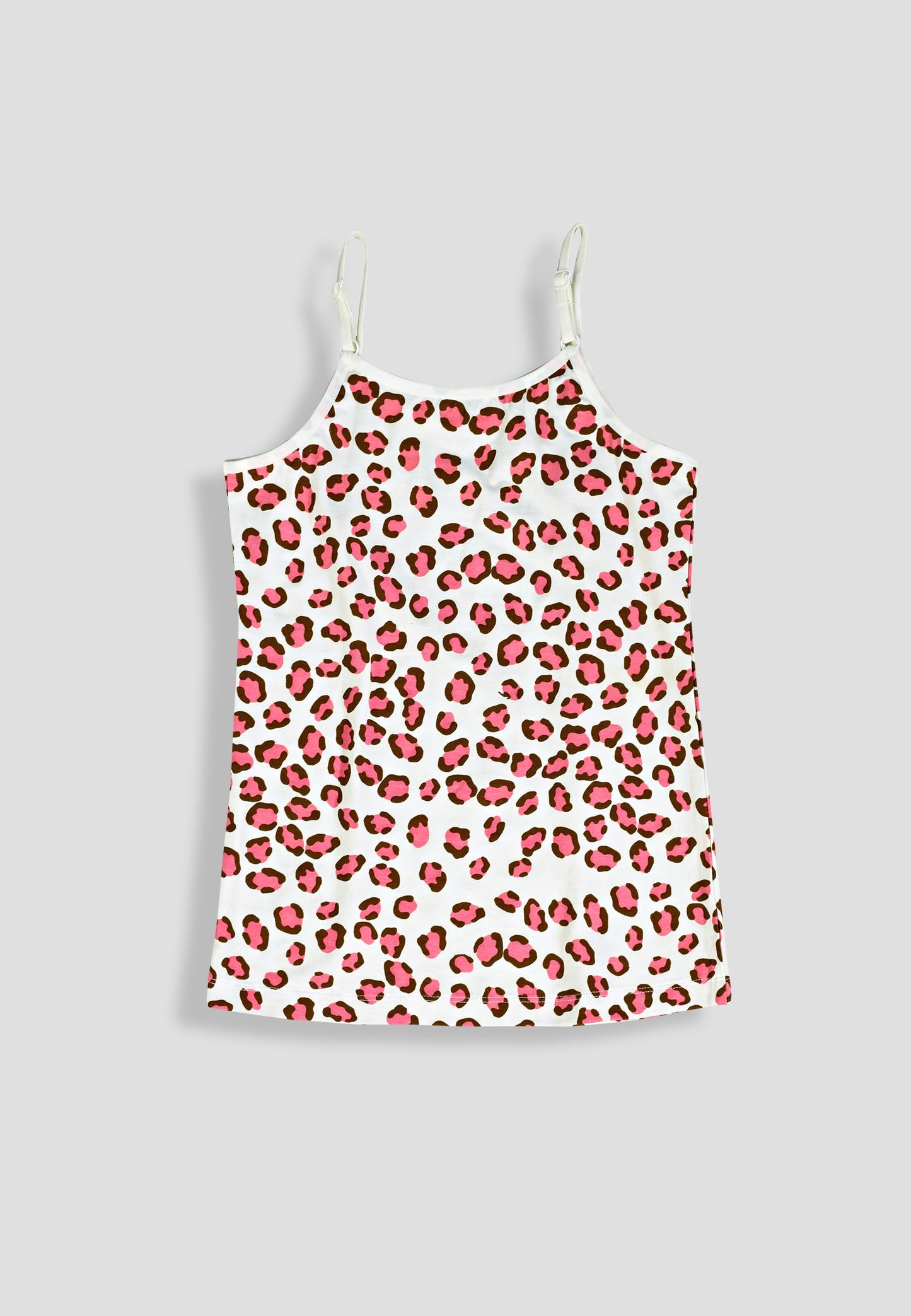 Girls Leopard Print Camisoles/Vest Top – Soft, Anti-Microbial Cotton Lycra Underwear for Kids - Pack-of-3