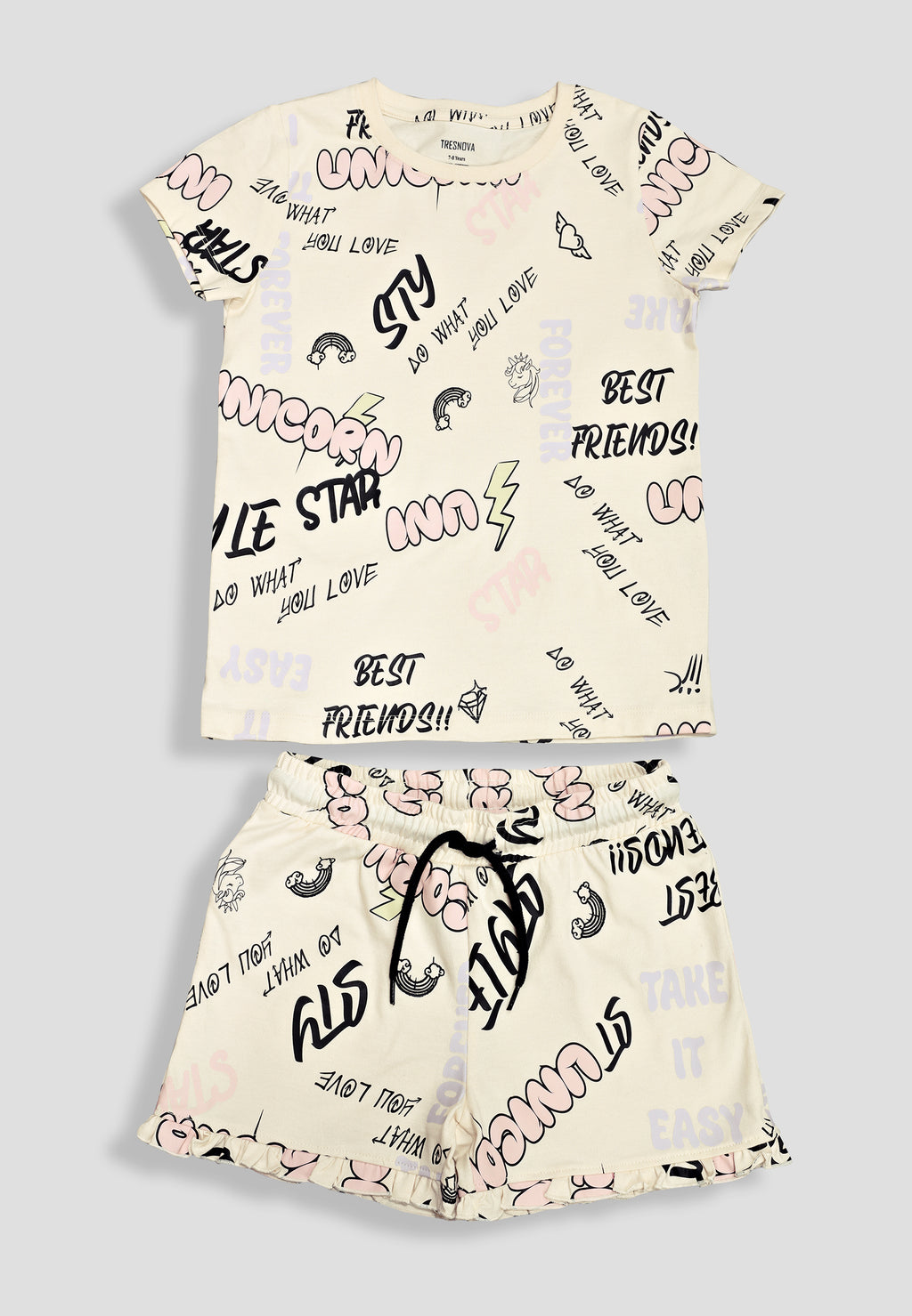 Soft Cotton Short Sets for Girls ( 1 Set) |  Anti-Bacterial Chemical Free Nightwear | Ages 2-16Y