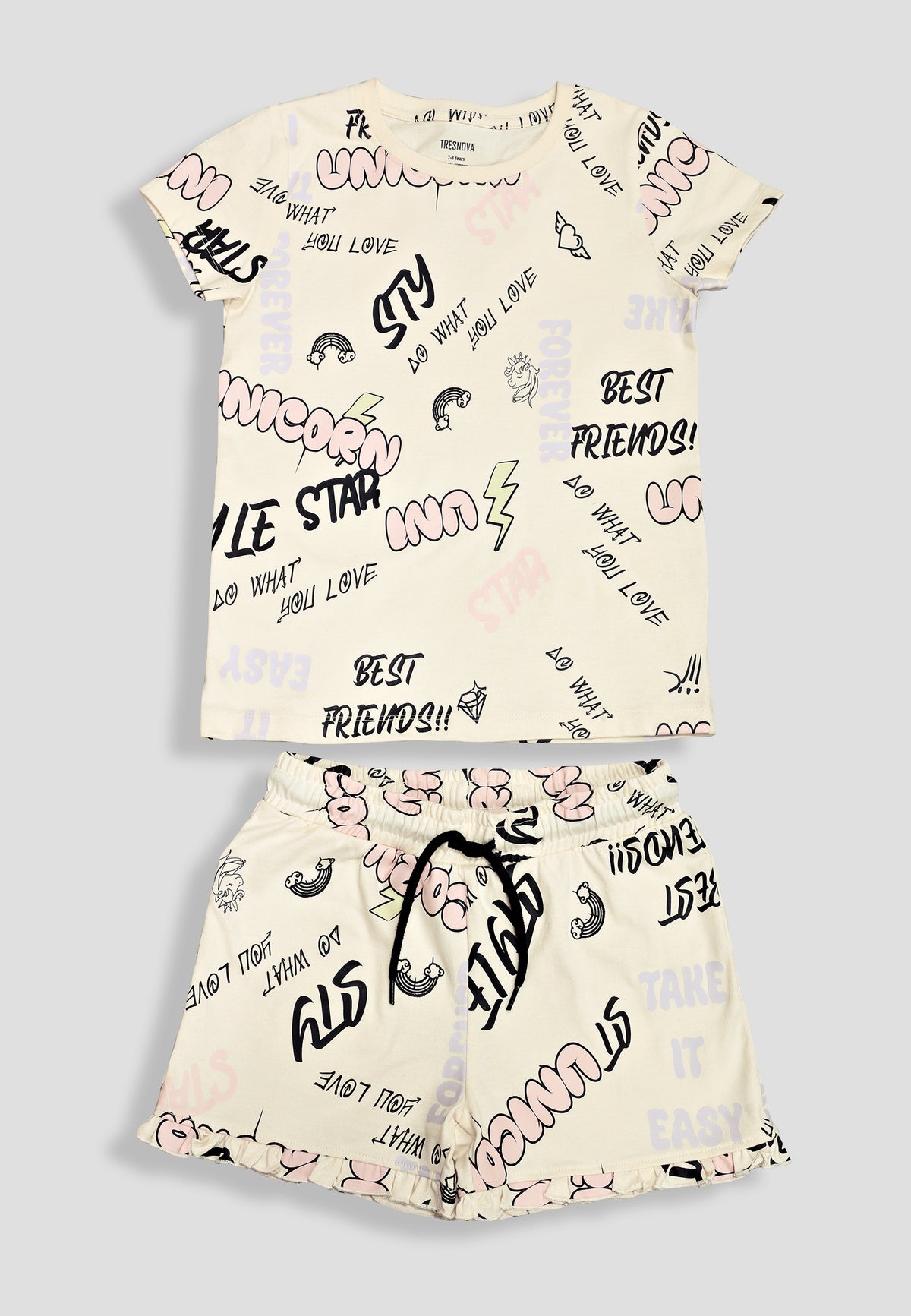 Soft Cotton Short Sets for Girls ( 1 Set) |  Anti-Bacterial Chemical Free Nightwear | Ages 2-16Y