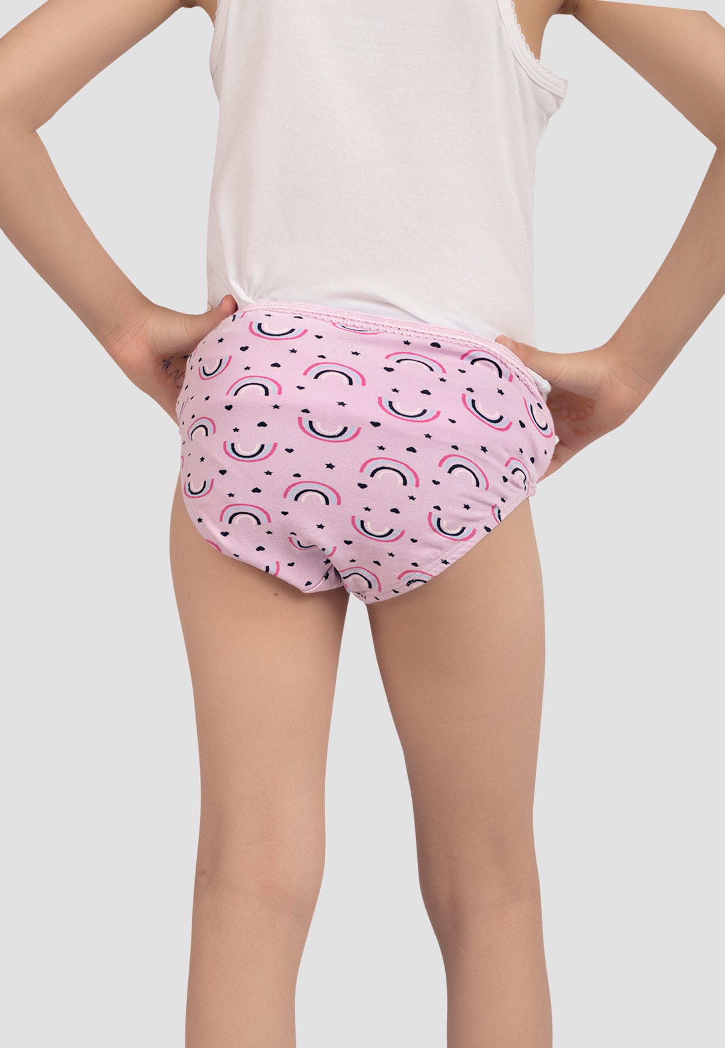 TRESNOVA Cotton Lycra Anti-microbial Finish & Smart Waistband Technology Floral Printed Soft Panties Pack of 3 -Pink Purple & Offwhite