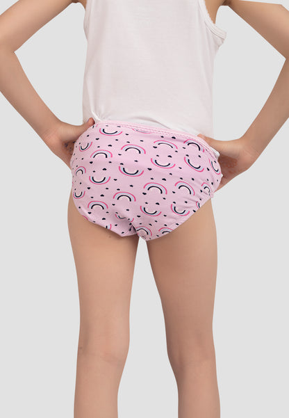 TRESNOVA Cotton Lycra Anti-microbial Finish & Smart Waistband Technology Floral Printed Soft Panties Pack of 3 -Pink Purple & Offwhite